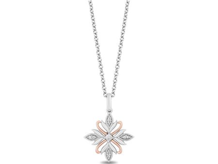 Enchanted Disney Fine Jewelry Sterling Silver and 10K Rose Gold With 1 10 CTTW Diamond Anna Pendant Necklace Online Hot Sale