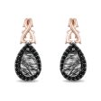 Enchanted Disney Fine Jewelry Black Rhodium Over Sterling Silver and 10K Rose Gold with 1 6 CTTW Diamonds and Rutile Quartz Maleficent Earrings For Discount