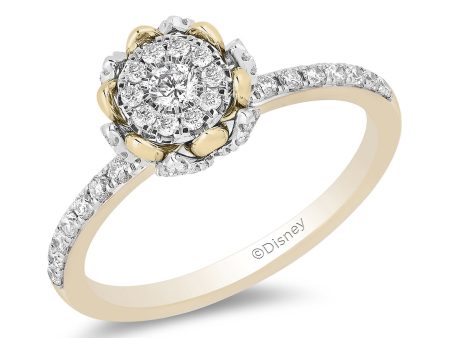 Enchanted Disney Fine Jewelry 14K White Gold and Yellow Gold 1 2 CTTW Diamond Tiana Engagement Ring on Sale