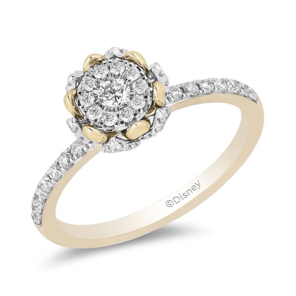 Enchanted Disney Fine Jewelry 14K White Gold and Yellow Gold 1 2 CTTW Diamond Tiana Engagement Ring on Sale