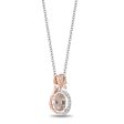 Enchanted Disney Fine Jewelry Sterling Silver and 10K Rose Gold with 1 20 CTTW Diamond and Morganite Aurora Rose Pendant Necklace on Sale