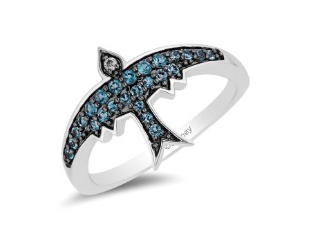 Enchanted Disney Fine Jewelry Sterling Silver with Diamond Accent & London Blue Topaz Cinderella Blue Bird Ring Supply