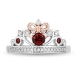 Enchanted Disney Fine Jewelry 14K Rose Gold Over Sterling Silver 1 10 CTTW Diamond and Red Garnet Snow White Tiara Ring Sale