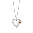 Enchanted Disney Fine Jewelry Sterling Silver and 10K Rose Gold with 1 6 CTTW Diamonds Belle Rose with Heart Pendant Necklace Online Hot Sale