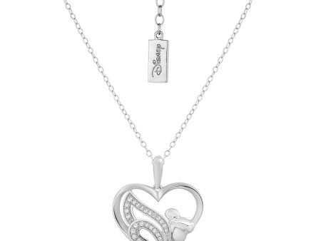 Enchanted Disney Fine Jewelry Sterling Silver with 1 10 CTTW Diamonds Tinker Bell Heart Pendant Necklace Online Hot Sale