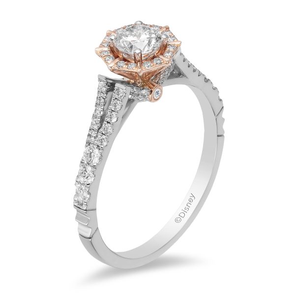 Enchanted Disney Fine Jewelry 14K White Gold and Rose Gold 3 4 CTTW Mulan Engagement Ring Online now