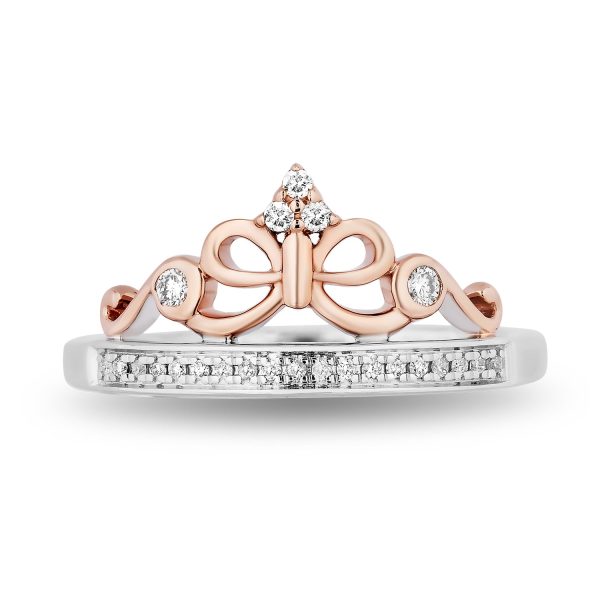 Enchanted Disney Fine Jewelry 14K Rose Gold Over Sterling Silver with 1 10 CTTW Diamond Snow White Ring Online Hot Sale