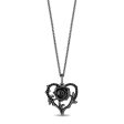 Enchanted Disney Fine Jewelry Black Rhodium Over Sterling Silver with 1 6 CTTW Diamonds Maleficent Heart Rose Pendant Necklace Sale