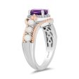 Enchanted Disney Fine Jewelry 14K Rose Gold Over Sterling Silver with 1 20 CTTW Diamonds and Amethyst and Fresh Water Pearl Little Mermaid 35th Anniversary Ariel Ring Online Hot Sale