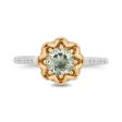 Enchanted Disney Fine Jewelry Sterling Silver and 10K Yellow Gold With 1 8 CTTW Diamond and Round Green Amethyst Tiana Ring Sale