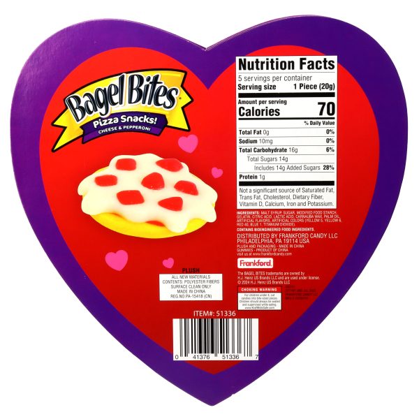 Bagel Bites Pizza Valentine s Day Heart Box with Candy & Plush Toy Fashion