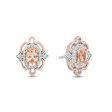 Enchanted Disney Fine Jewelry Sterling Silver and 10K Rose Gold with 1 6 CTTW Diamond and Morganite Aurora Stud Earrings For Discount