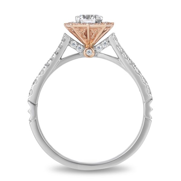 Enchanted Disney Fine Jewelry 14K White Gold and Rose Gold 3 4 CTTW Mulan Engagement Ring Online now