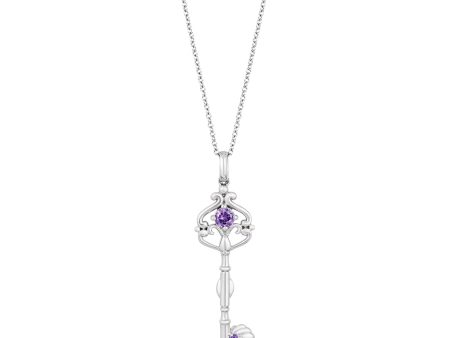 Enchanted Disney Fine Jewelry Sterling Silver Amethyst Ariel Shell Key Pendant Necklace Online Sale