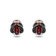 Enchanted Disney Fine Jewelry Black Rhodium Over Sterling Silver and 10K Rose Gold 1 7 CTTW White Diamond and Black diamond with Red Garnet Snow White Stud Earrings Cheap