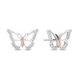 Enchanted Disney Fine Jewelry 14K Rose Gold Over Sterling Silver with 1 6 CTTW Diamonds Mulan Butterfly Stud Earrings For Sale