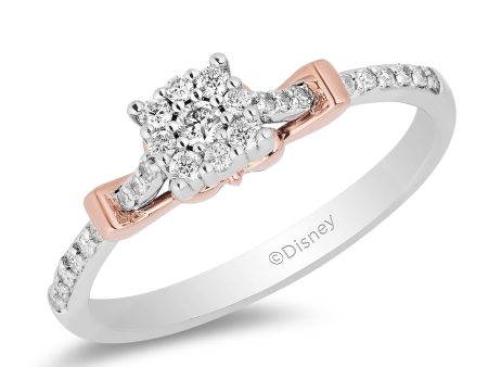 Enchanted Disney Fine Jewelry 10K White Gold and Rose Gold with 1 5 CTTW Diamond Snow White Promise Ring Online Hot Sale