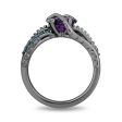 Enchanted Disney Fine Jewelry Black Rhodium Over Sterling Silver with 1 10 CTTW Diamonds, Amethyst and Swiss Blue Topaz Ursula Ring Online Sale