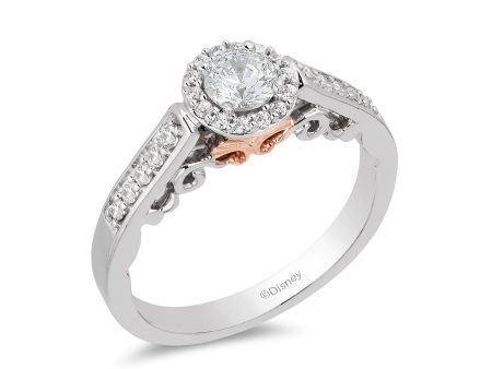 Enchanted Disney Fine Jewelry 14k White Gold  and Rose Gold with 1 2 CTTW Ariel Shell Engagement Ring Cheap