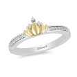 Enchanted Disney Fine Jewelry Sterling Silver and 10K Yellow Gold 1 10 CTTW Tiana Water Lily Ring Cheap