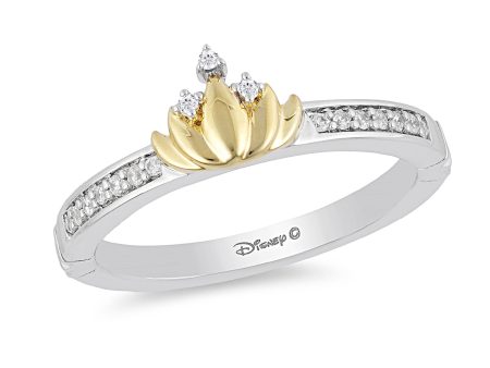 Enchanted Disney Fine Jewelry Sterling Silver and 10K Yellow Gold 1 10 CTTW Tiana Water Lily Ring Cheap