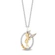 Enchanted Disney Fine Jewelry 14K Yellow Gold Over Sterling Silver with 1 10 CTTW Diamond Tinker Bell Pendant Necklace Cheap