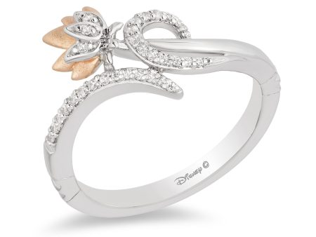 Enchanted Disney Fine Jewelry Sterling Silver and 10K Rose Gold 1 10 CTTW Jasmine Ring Hot on Sale