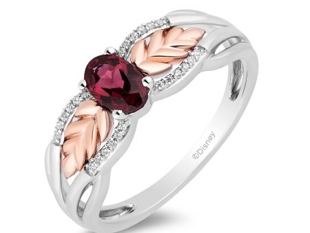 Enchanted Disney Fine Jewelry Sterling Silver and 10K Rose Gold with 1 20 CTTW Diamonds and Rhodolite Garnet Anna Wheat Ring Supply