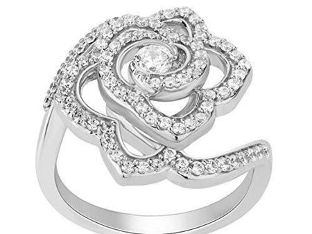 Enchanted Disney Fine Jewelry 14K White Gold 5 8 CTTW Belle Rose Ring Online Sale