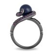 Enchanted Disney Fine Jewelry Black Rhodium over Sterling Silver with 1 4 CTTW Black Diamonds, Amethyst and Black Pearl Ursula Ring Online Sale