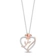 Enchanted Disney Fine Jewelry 14K Rose Gold Over Sterling Silver with 1 6 CTTW Diamonds Belle Rose with Heart Pendant Necklace Cheap