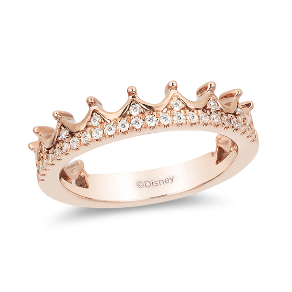 Enchanted Disney Fine Jewelry 14K Rose Gold With 1 6 CTTW Diamond Majestic Princess Anniversary Ring Hot on Sale