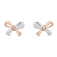 Enchanted Disney Fine Jewelry 10K White Gold And Rose Gold with 1 10 CTTW Natural White Round Diamond Snow White Stud Earring on Sale