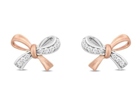 Enchanted Disney Fine Jewelry 10K White Gold And Rose Gold with 1 10 CTTW Natural White Round Diamond Snow White Stud Earring on Sale