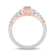 Enchanted Disney Fine Jewelry 14K Rose Gold Over Sterling Silver with 1 8 CTTW Diamonds and Created Pink Sapphire Sleeping Beauty 65th Anniversary Celebration Aurora Owl Ring Hot on Sale