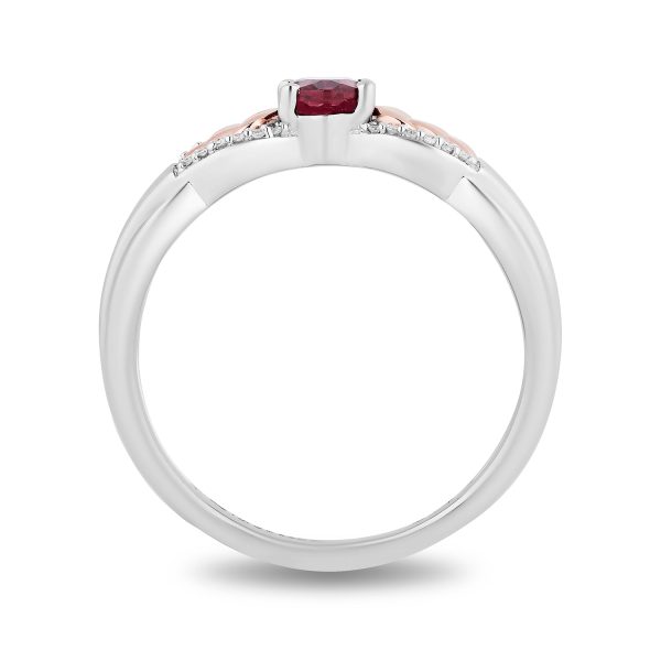 Enchanted Disney Fine Jewelry Sterling Silver and 10K Rose Gold with 1 20 CTTW Diamonds and Rhodolite Garnet Anna Wheat Ring Supply