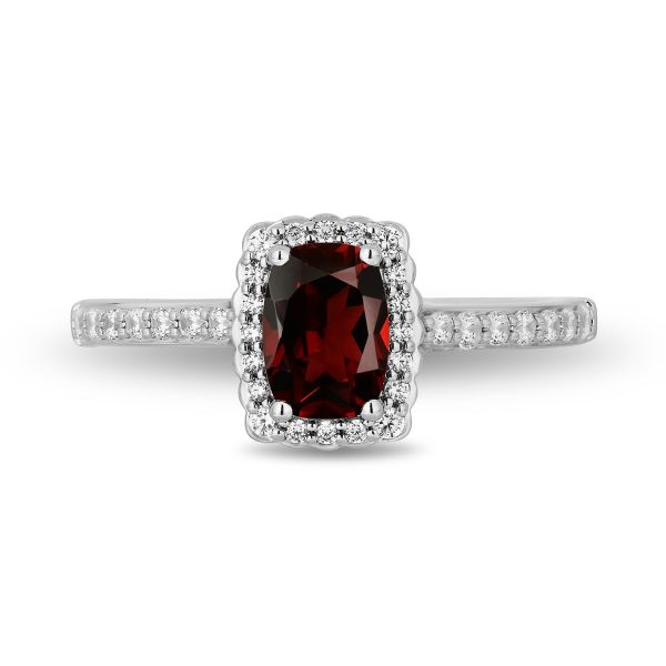 Enchanted Disney Fine Jewelry 14K White Gold and Rose Gold with 1 3 CTTW Diamonds and Garnet Snow White Engagement Ring Supply