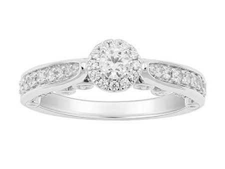 Enchanted Disney Fine Jewelry 10K White Gold 5 8 CTTW Cinderella Composite Engagement Ring Online