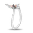 Enchanted Disney Fine Jewelry Sterling Silver and 10K Rose Gold 1 10 CTTW Diamond and Rhodolite Garnet Mulan Butterfly Ring For Cheap