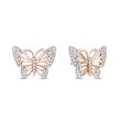 Enchanted Disney Fine Jewelry Sterling Silver and 10K Rose Gold 1 10 CTTW Natural White Round Diamond Mulan Butterfly Earrings Online Hot Sale