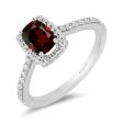 Enchanted Disney Fine Jewelry 14K White Gold and Rose Gold with 1 3 CTTW Diamonds and Garnet Snow White Engagement Ring Supply