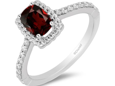 Enchanted Disney Fine Jewelry 14K White Gold and Rose Gold with 1 3 CTTW Diamonds and Garnet Snow White Engagement Ring Supply