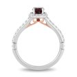 Enchanted Disney Fine Jewelry 14K White Gold and Rose Gold with 1 3 CTTW Diamonds and Garnet Snow White Engagement Ring Supply