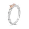 Enchanted Disney Fine Jewelry Sterling Silver and 10K Rose Gold 1 10 CTTW Aurora Tiara Ring Discount