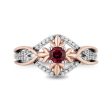 Enchanted Disney Fine Jewelry Sterling Silver and 10K Rose Gold with 1 6 CTTW Diamond and Rhodolite Garnet Anna Ring For Sale