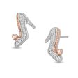 Enchanted Disney Fine Jewelry Sterling Silver and 10K Rose Gold with 1 10 CTTW Diamond Cinderella Slipper Earrings Cheap