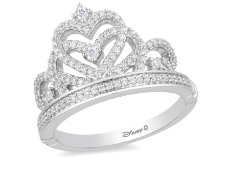 Enchanted Disney Fine Jewelry 10K White Gold 1 3 CTTW Majestic Princess Tiara Ring Online now