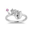 Enchanted Disney Fine Jewelry Sterling Silver with Pink Tourmaline Aurora Flora Fairy Ring Online Hot Sale