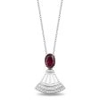 Enchanted Disney Fine Jewelry Sterling Silver with 1 4 CTTW Diamond and Rhodolite Garnet Mulan Pendant Necklace For Discount