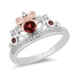 Enchanted Disney Fine Jewelry 14K Rose Gold Over Sterling Silver 1 10 CTTW Diamond and Red Garnet Snow White Tiara Ring Sale